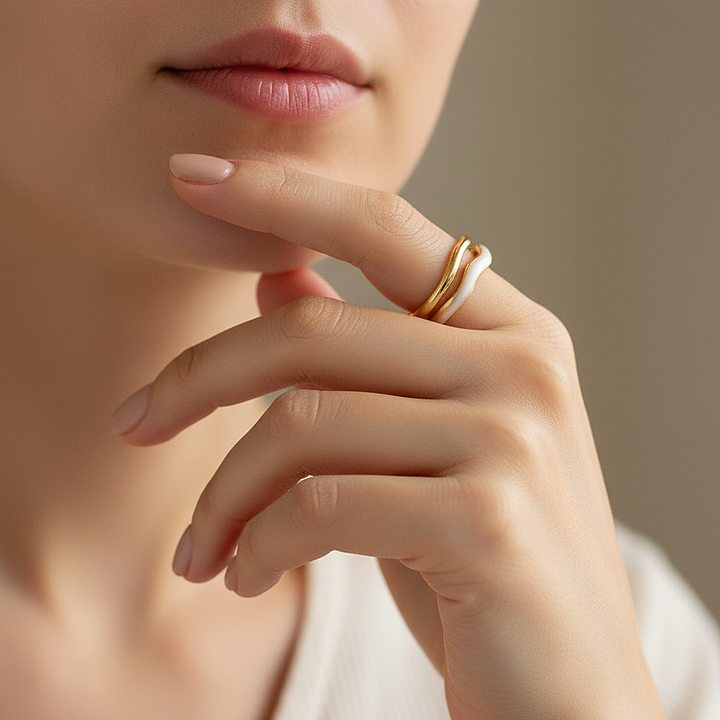 Delphine Gold & Enamel Wave Ring