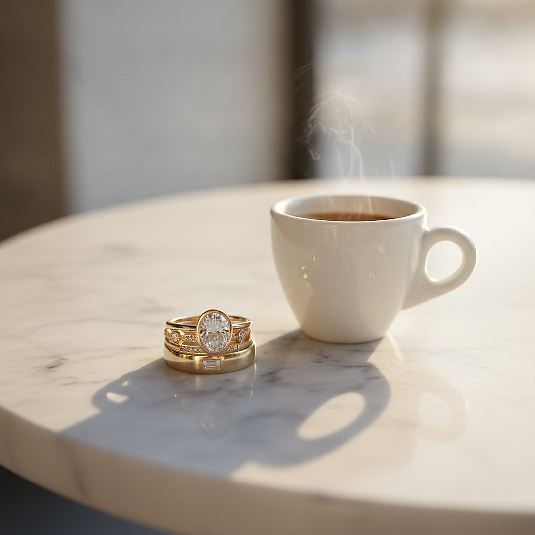 Lily Gold Zirconia Ring Set