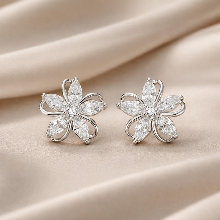 White Gold Hoops with Cubic Zirconia Details