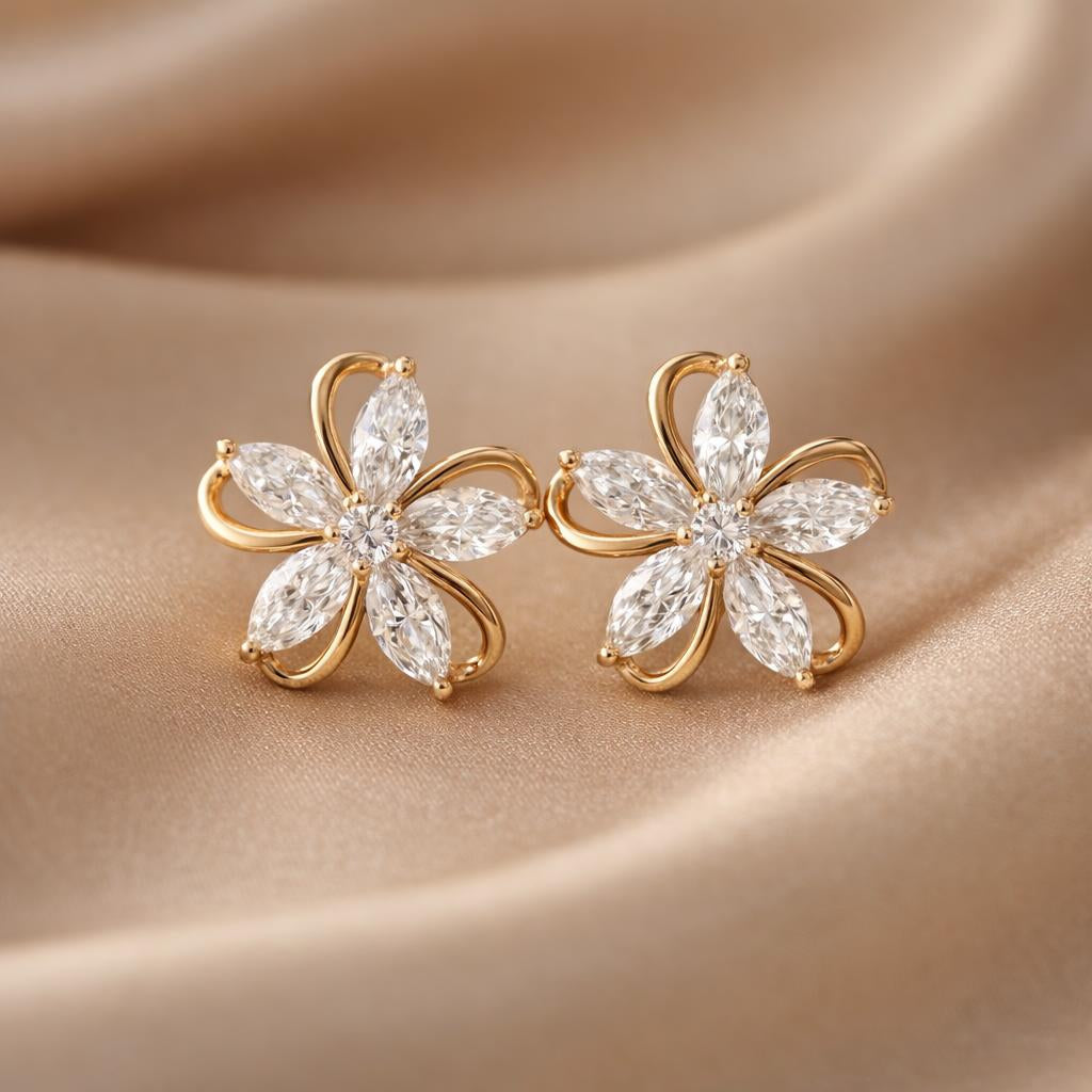 White Gold Hoops with Cubic Zirconia Details