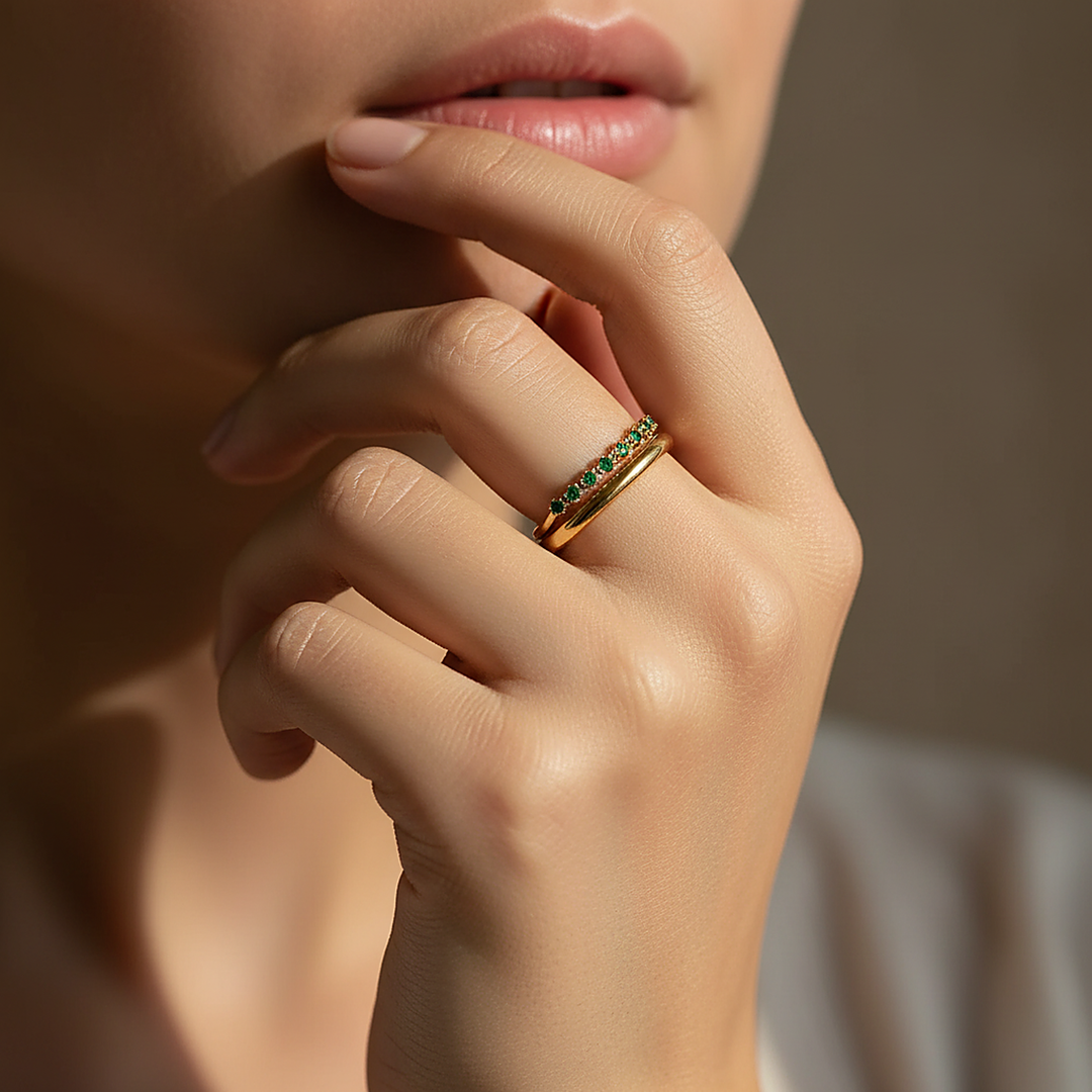 Marissa Emerald Layered Ring