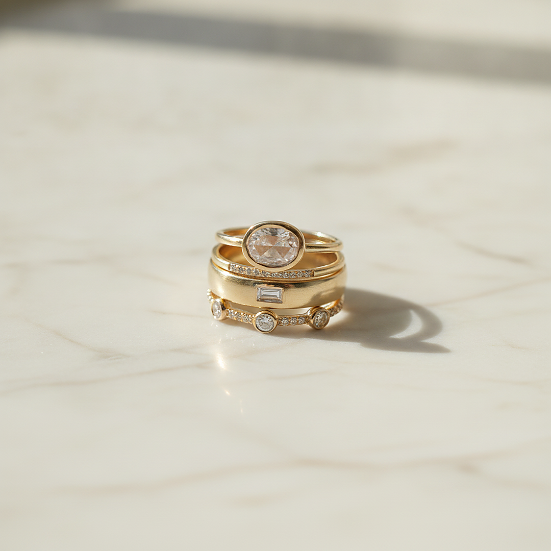 Lily Gold Zirconia Ring Set